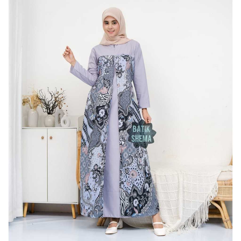GAMIS BATIK MODERN KOMBINASI TERBARU GAMIS LEBARAN 2025 GAMIS SABRINA