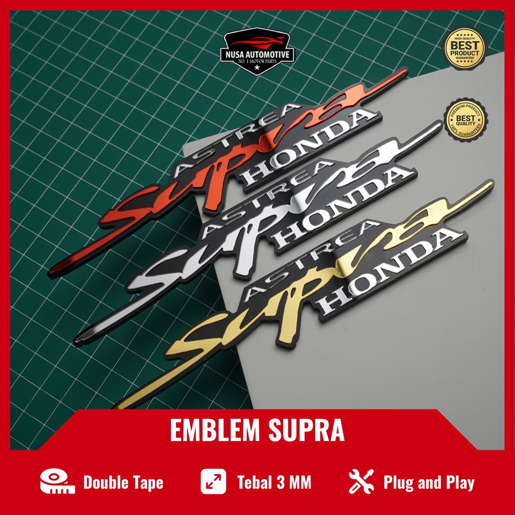 2PCS EMBLEM TIMBUL MOTOR SUPRA X 125/EMBLEM TIMBUL SUPRA X/MOTOR SUPRA X 125