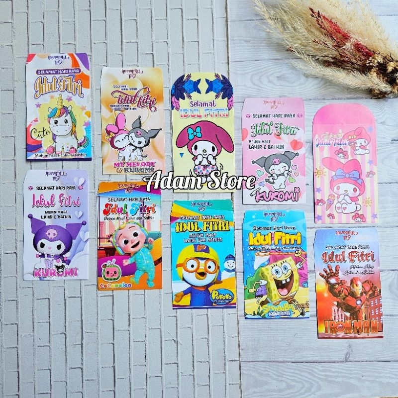 

Amplop lebaran angpau lebaran Kartun Anak Kuromi uk medium isi 80 lembar mix gambar