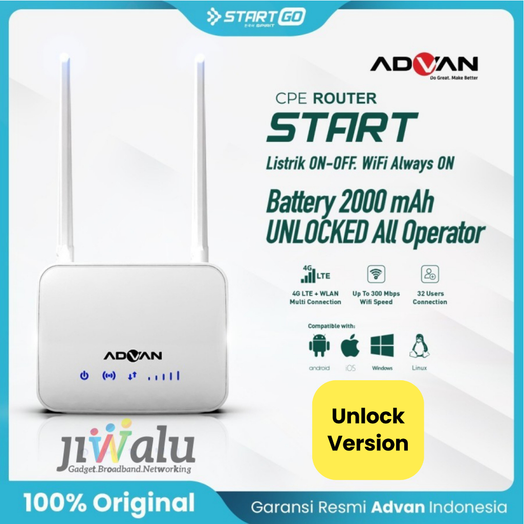 ADVAN CPE ROUTER START MODEM WIFI WLAN 4G LTE UNLOCK ALL OPERATOR