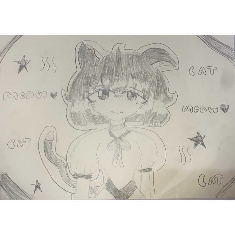 gambar sketsa anime ras kucing anak SD