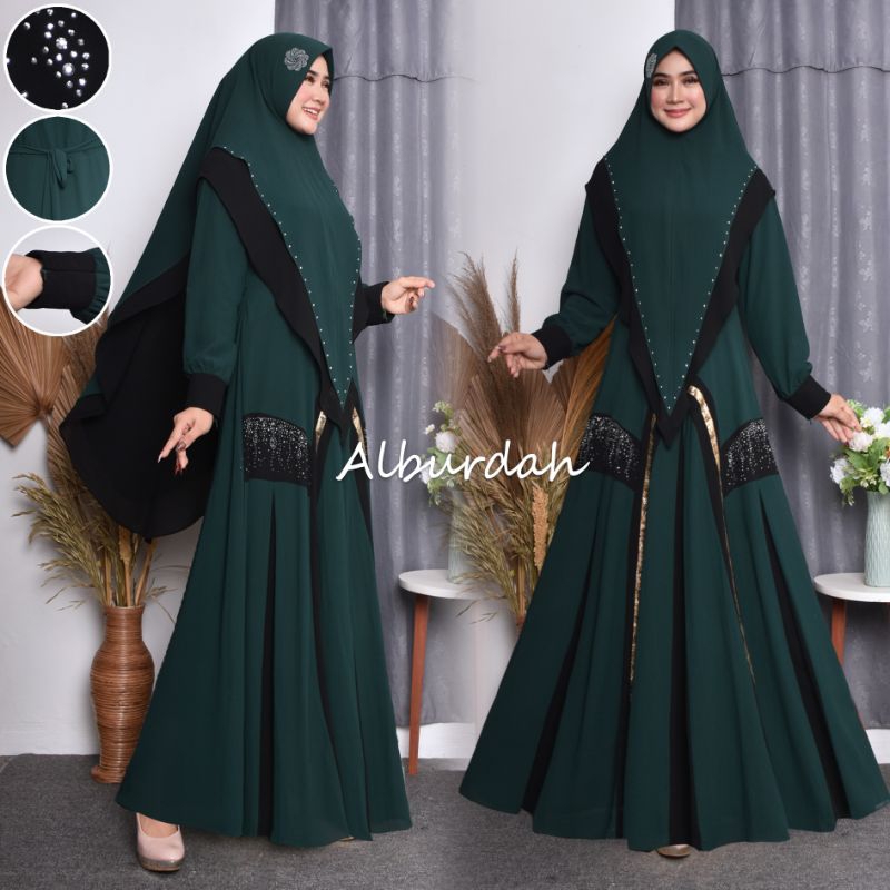 Aurel Series by alburdah gamis bahan ceruty gamis syari Set khimar Terbaru