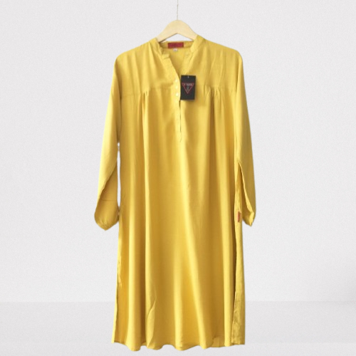 Tunik polos rayon kuning - mustard atasan wanita jumbo oversized kancing hidup