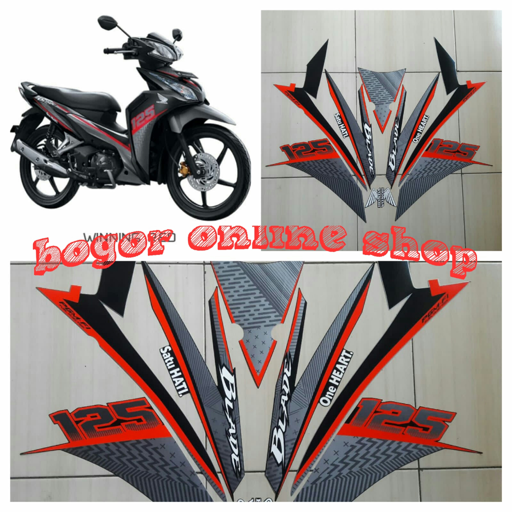 stiker motor striping blade racing 125 fi 2016 hitam-merah