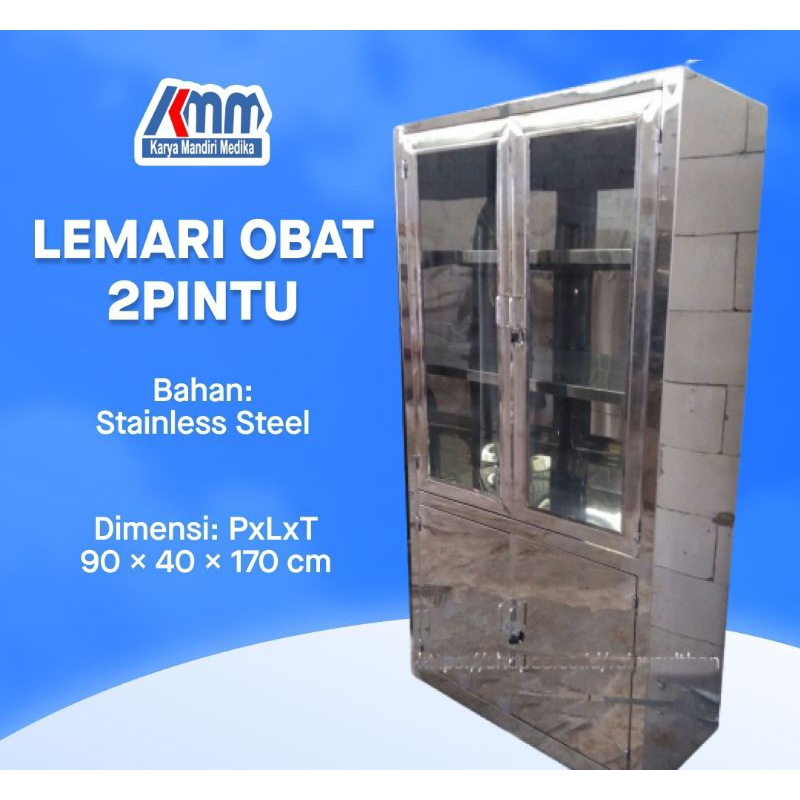 Lemari Obat 2 Pintu ( Stainless ) Lemari Penyimpan Obat UKS