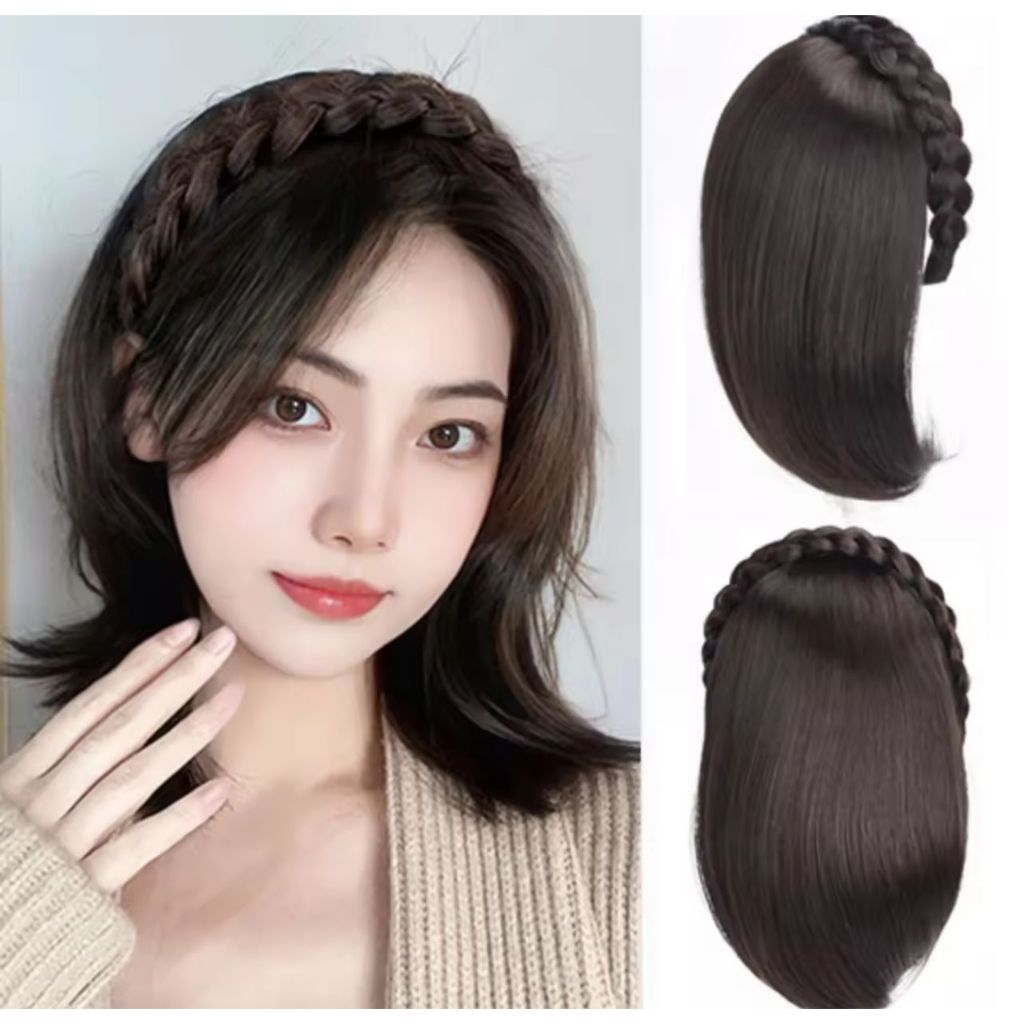 Wig bob bando kepang wig bando kepang bob wig panjang wig smoothing