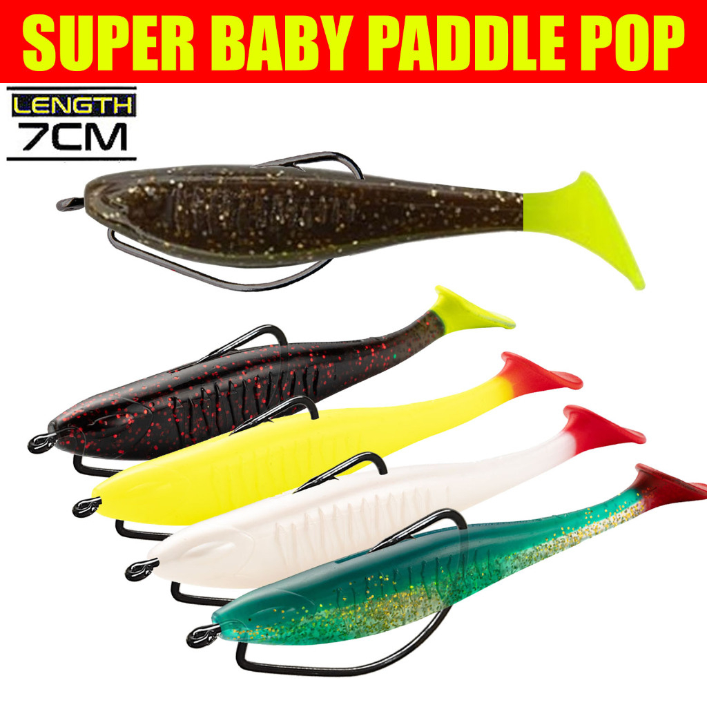 Softlure Paddle Pop Zman 7cm Wormhook Glow in The Dark Hengjia Bukan Ozmy Super Baby Silencer Umpan Ikan Pancing Gabu Toman