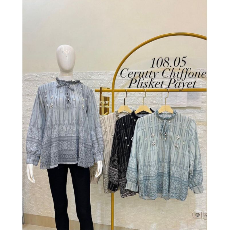 Baju atasan cewek Cerutty Chiffon Plisket fayet / Baju cewek sifon model kekinian & terbaru Premium
