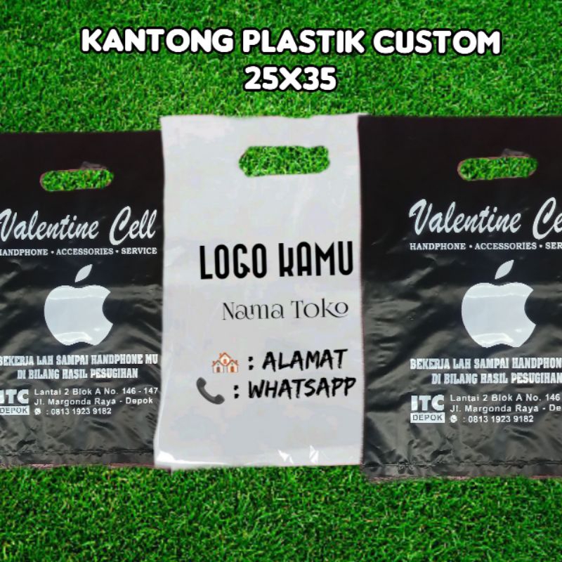 Kantong Plastik Custom 1000 pcs 25x35 cetak 2 sisi sesuai permintaan, kantong plastik belanja, kanto