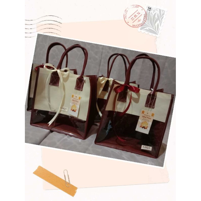 Tas Hampers/Tas Mika/Tas Kaca/Tas Parcel Idul Fitri/Tas Sovenir Bening