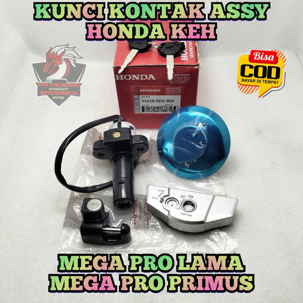 KUNCI KONTAK satu set + tutup jok Keh ASLI ORIGINAL motor HONDA Megapro Primus , Mega pro Old / Lama