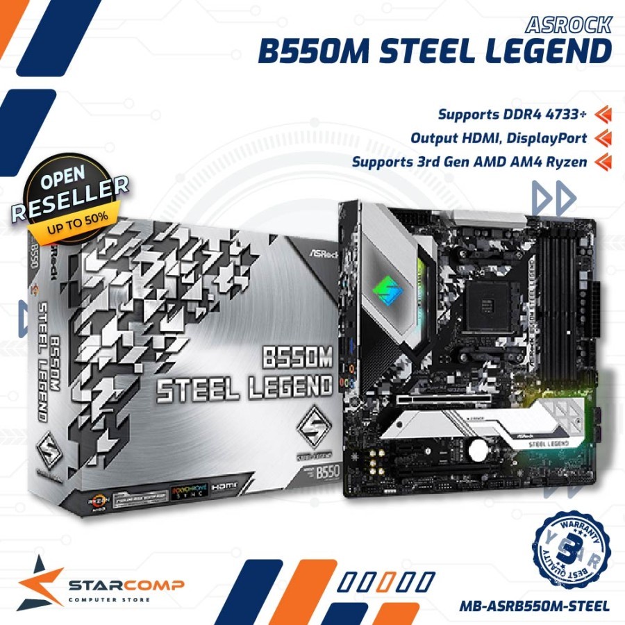 ASROCK B550M Steel Legend Motherboard AMD AM4 B550