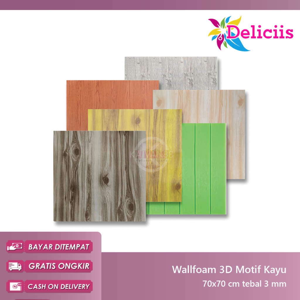 WALLPAPER FOAM MOTIF KAYU 3D 70X70CM