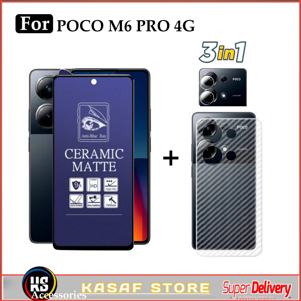 ANTIGORES ANTI BLUE LIGHT POCO M6 4G / PRO 4G 5G 3IN1 PRIVACY ANTI SPY GARSKIN ANTIGORES CAMERA