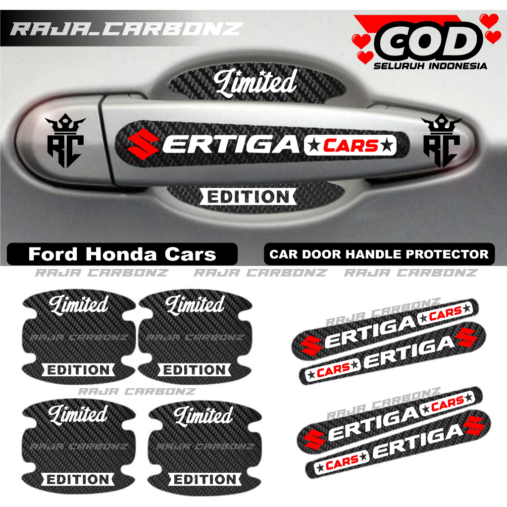 8Pcs Stiker Pelindung Gagang Pintu Mobil Suzuki Ertiga Sticker Carbon Handle Suzuki