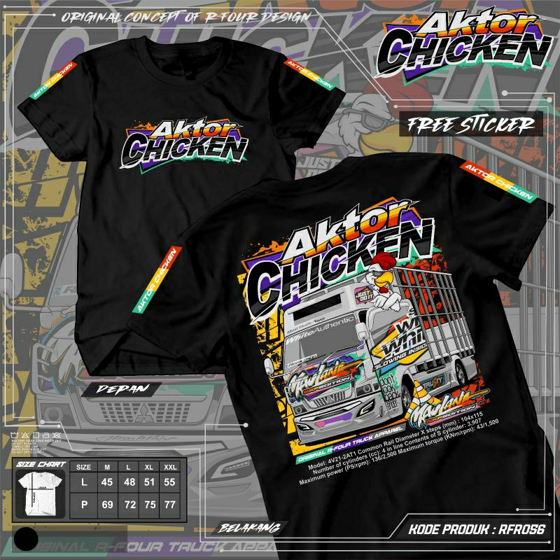 kaos aktor chicken/RFR056/kaos truk ayam balap