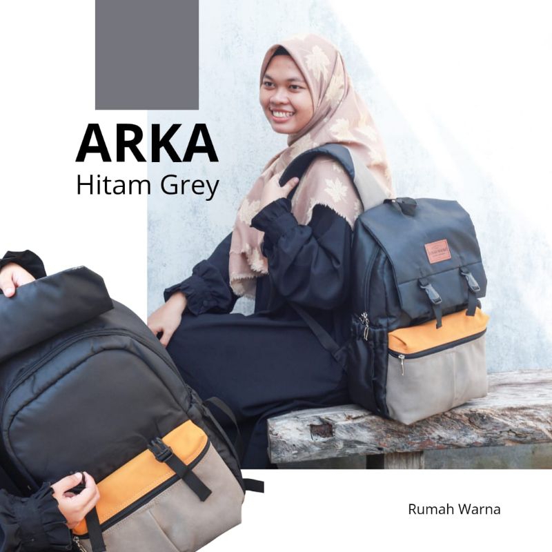 TAS RANSEL ARKA RUMAH WARNA TAS WANITA ANAK SEKOLAH KULIAH KERJA LAPTOP