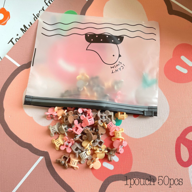 50PCS FREE POUCH JEPITAN JEPIT RAMBUT KECIL BENTUK BUNGA - AKSESORIS JEPIT RAMBUT ANAK