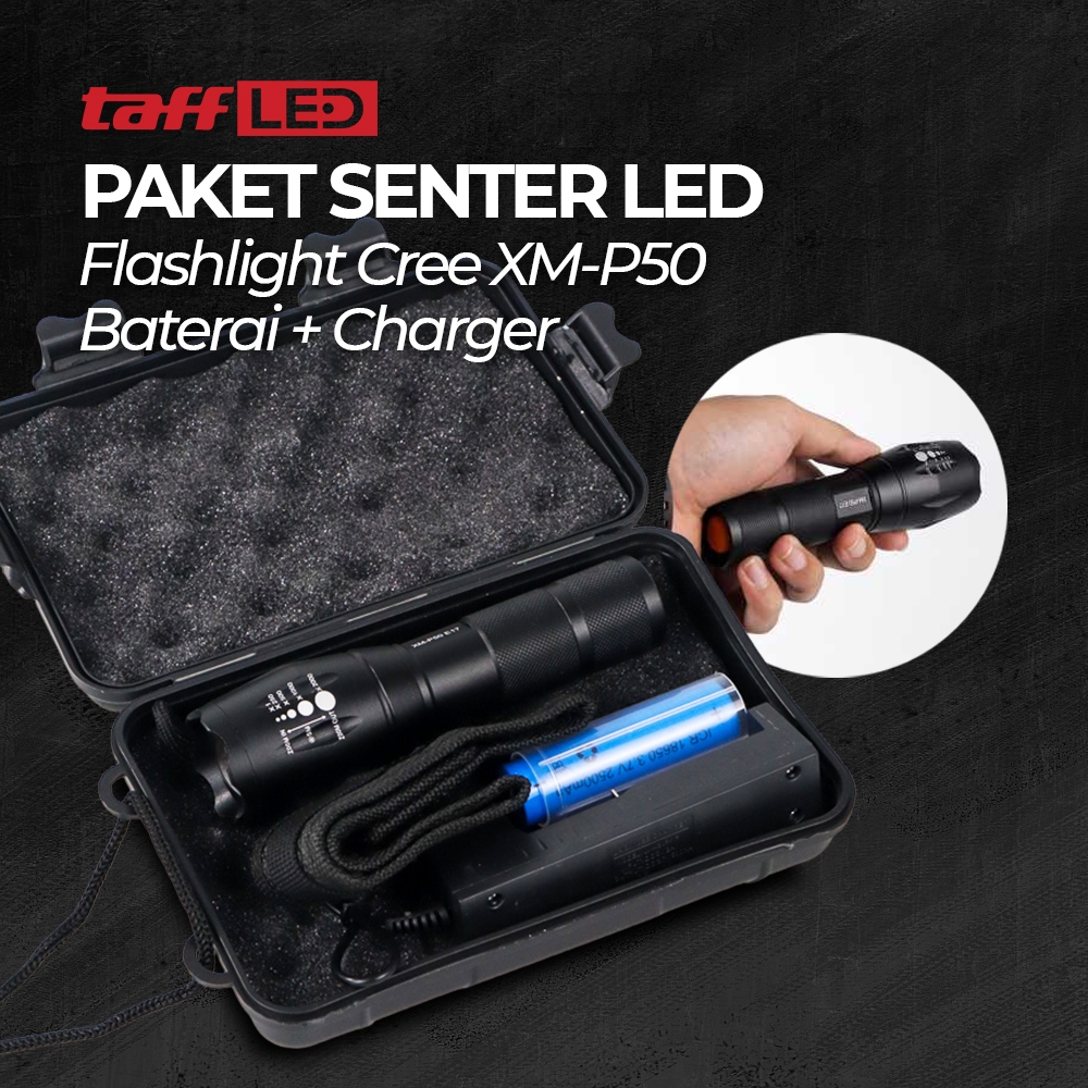 Original Senter Polisi SWAT / Senter LED Super Terang Jarak Jauh / Senter Charger Tahan Lama / Sente