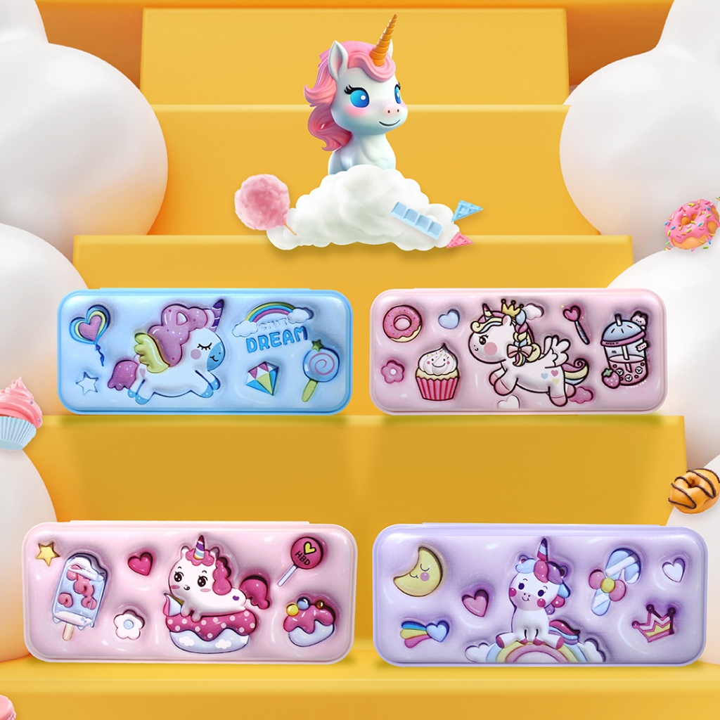 

Pencil Case/ Kotak Tempat Pensil 3D Printing Unicorn FANCY 3376
