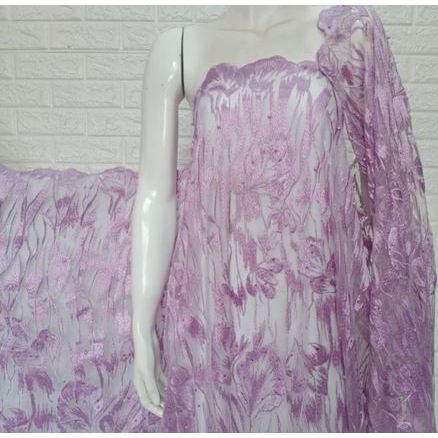 tulle bordir bunga swarovski lilac