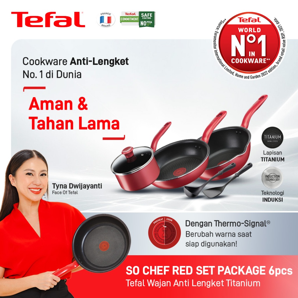 Tefal Wajan Anti Lengket / Penggorengan / Pan - So Chef Frypan Set 6 Pcs - Garansi 1 Tahun - 2 Wajan