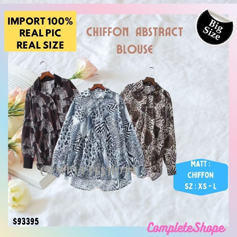 ATASAN BLOUSE BLUS SIFON CHIFFON WANITA MUSLIMAH BIG SIZE OVERSIZE JUMBO LENGAN PANJANG MOTIF BAJU A