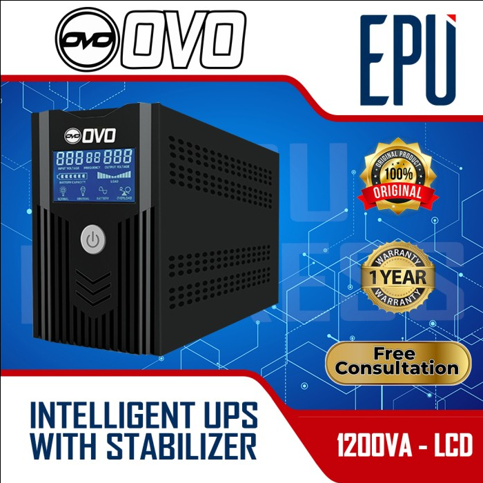 OVO UPS 1200VA 650 Watt with AVR Stabilizer UPS LCD 1200 VA UPS 1KVA