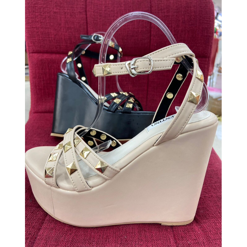 Wedges 12cm 1045 fashion impor material kulit matte/ wedges tinggi 12cm