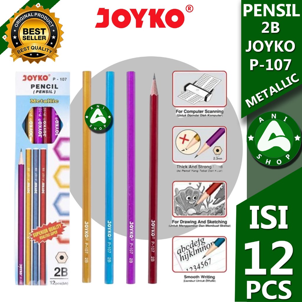 

PENSIL 2B JOYKO P-107 METALLIC 1 PAK ISI 12 PCS ani shopp