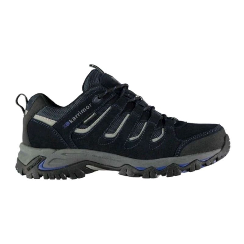 Sepatu Gunung Karrimor Mount Low Navy Pria Kulit Sintetis  Waterproof Sol Karet Anti Selip