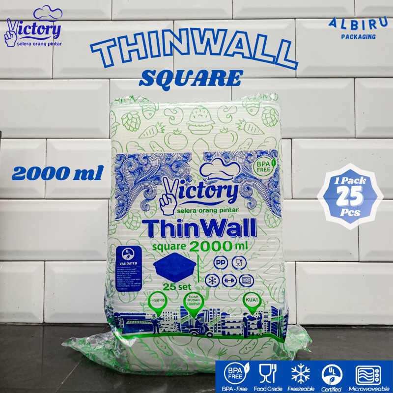 Thinwall food container 2000ml / Thinwall Square / Kotak Makan Bening / Mangkok plastik / Mangkok Be