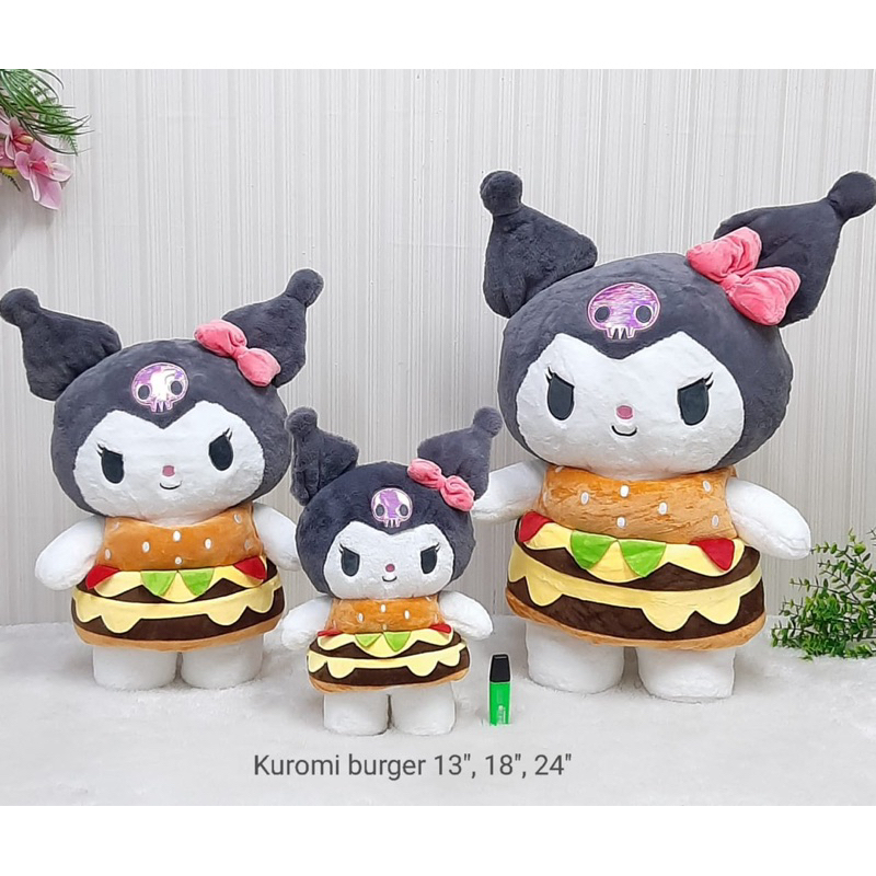 Boneka Kuromi Kostum Burger Boneka Melody Burger Kado Buat Pacar,Teman,Anak