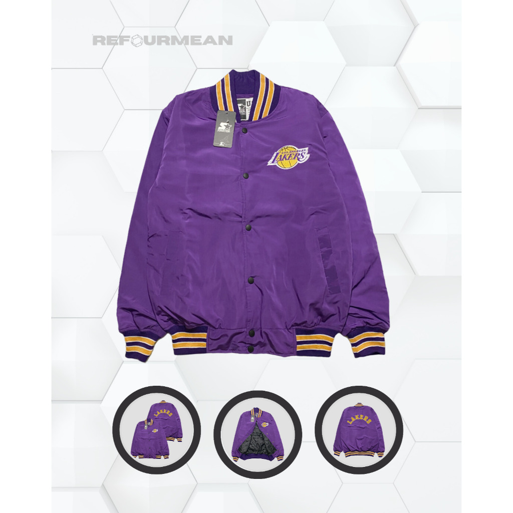 REFOURMEAN - Varsity Jacket Bomber Baseketball Pria Wanita Lakers NBA Series