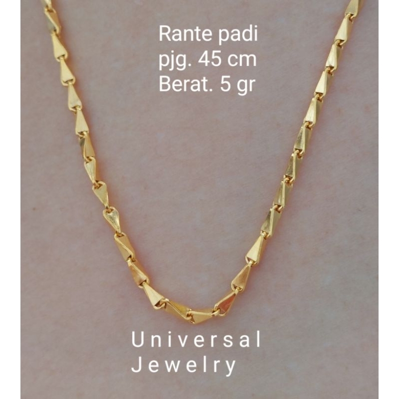 Kalung Rantai Padi Dewasa Emas Muda