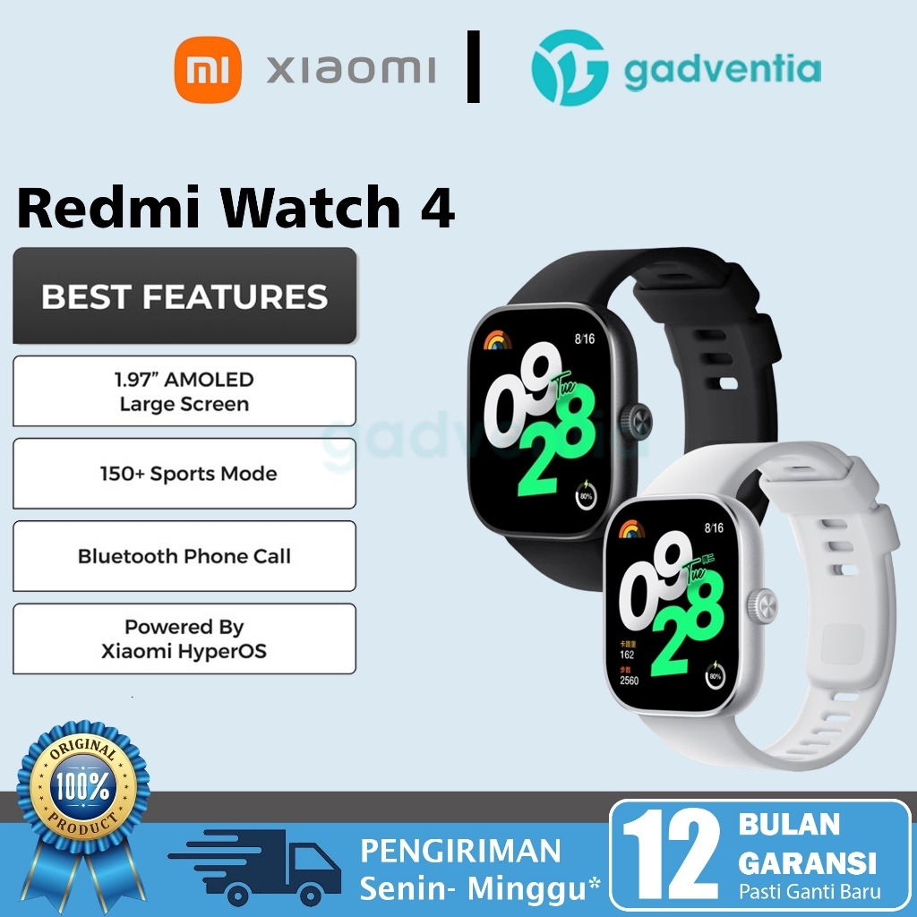 Xiaomi Redmi Watch 4 5 Active Lite Jam Tangan Smartwatch 1.97" AMOLED Display Ultra wide BT Call Sup