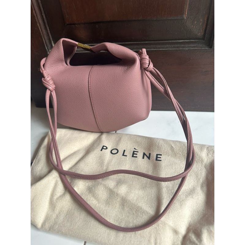 Polene beri crossbody bag grained leather lilac ghw
