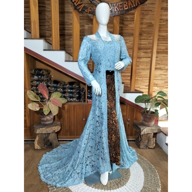 kebaya pengantin blue ice kutubaru