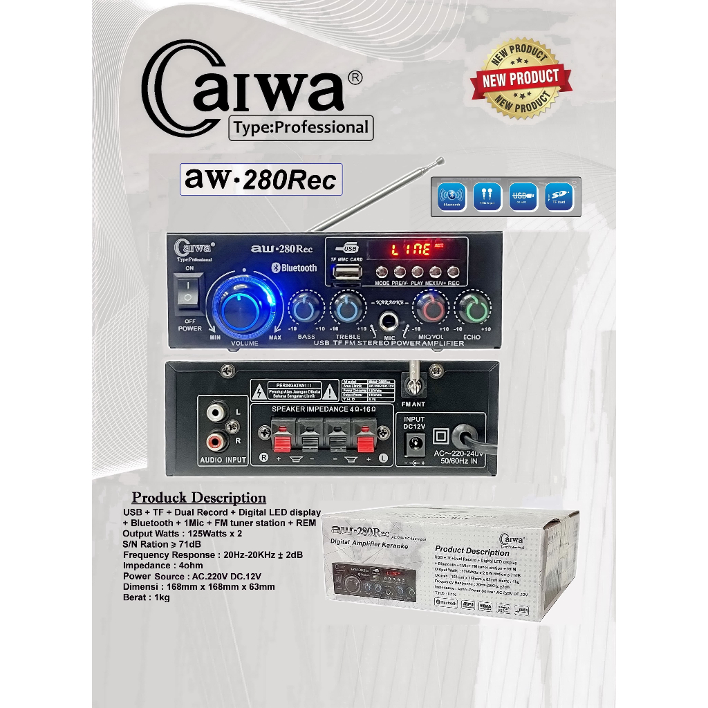 Ampli / Amplifier / Ampli Mini / Amplifier Karaoke / Amplifier Digital Karaoke / Power Amplifier Blu