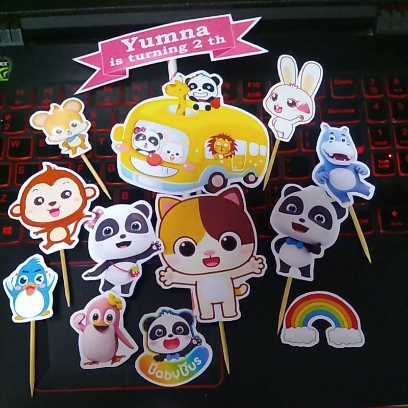 cake topper hiasan kue baby bus animal panda 090324bbus