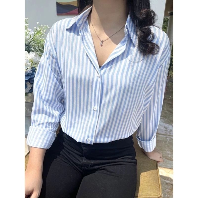 KEMEJA SALUR WANITA PANJANG/KEMEJA MOTIF SALUR WANITA PANJANG