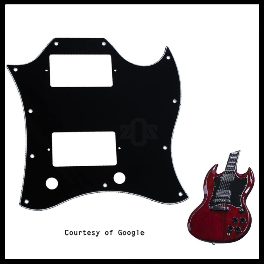Pickguard Pelindung Body Gibson SG Full Face H-H Black 3Ply