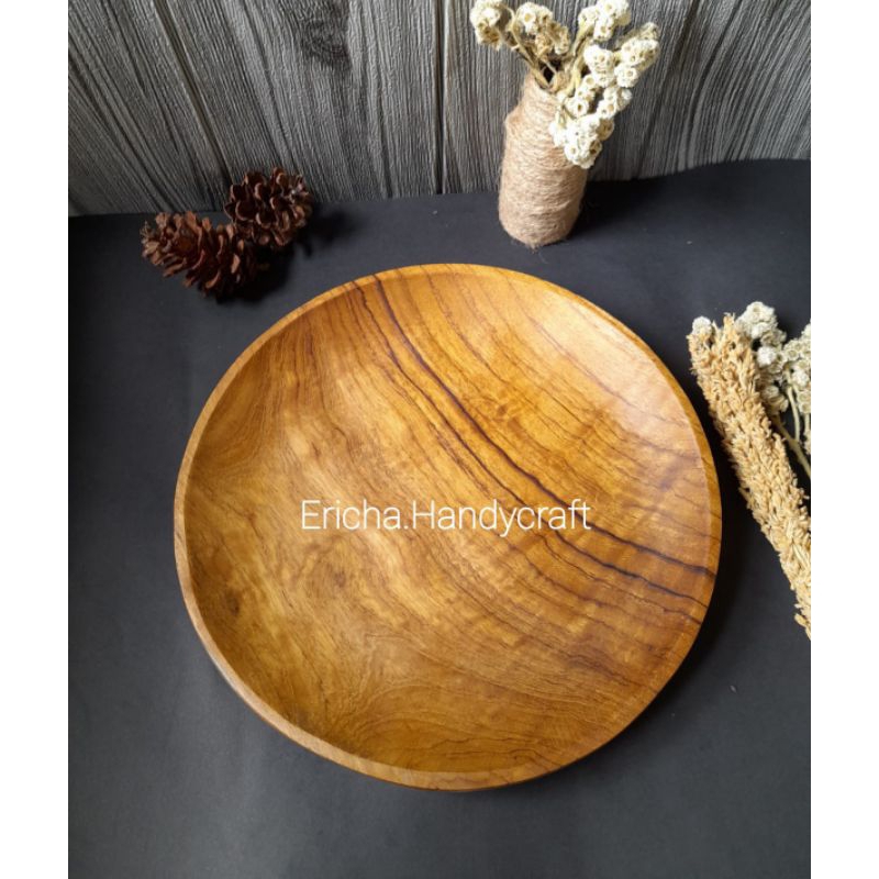 Piring kayu jati/piring makan kayu jati 20cm