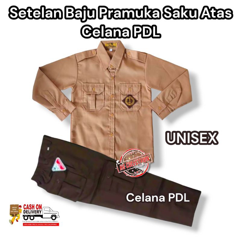 Setelan Seragam Pramuka Penggalang Sekolah SD Baju Pramuka Lengan Panjang Celana PDL Panjang Seragam