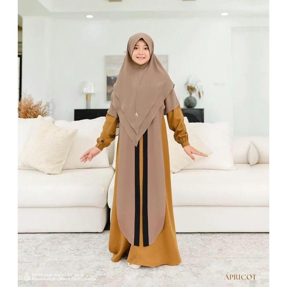 Nafisa syar'i + hijab  Bahan: crincle airflow mix Ceruttybabydoll  Fashion Gamis Lebaran Anak HOB