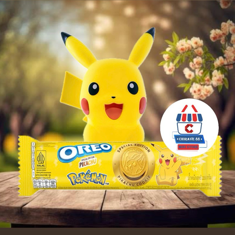 

[SPECIAL EDITION] Oreo Pikachu Pokemon Edition - Oreo Sandwich Cookies with Chocolate and Banana Flavored Cream Roll 119.6g