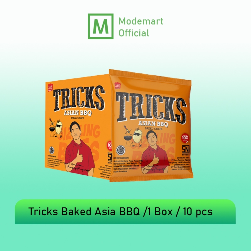 

Tricks Baked Crisps Kentang Rasa BBQ /Biskuit Kentang Rasa BBQ /1 box /10 pcs Best Seller / Instan