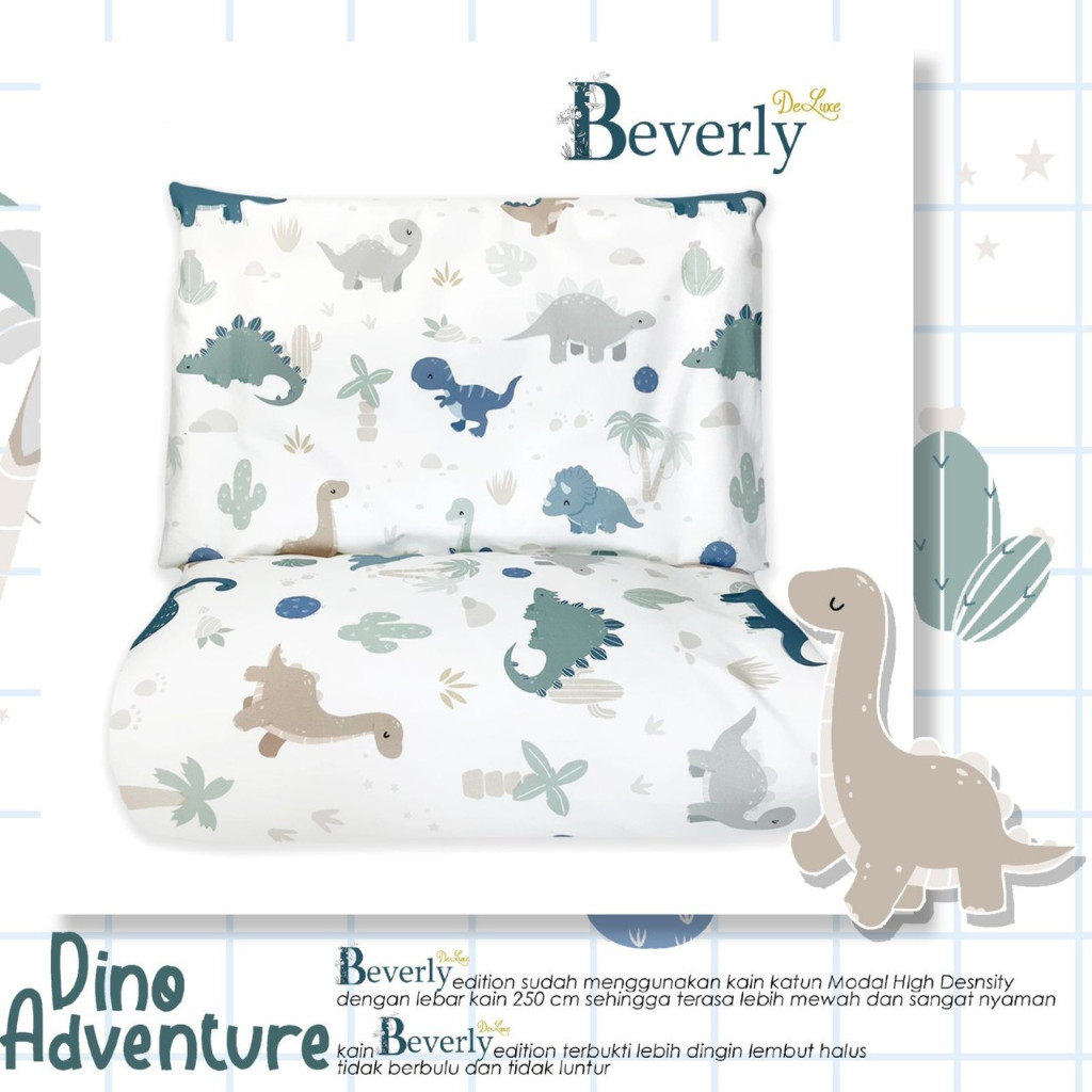 Sprei Anti Geser Katun Lokal Motif Anak BEVERLY Dino Adventure