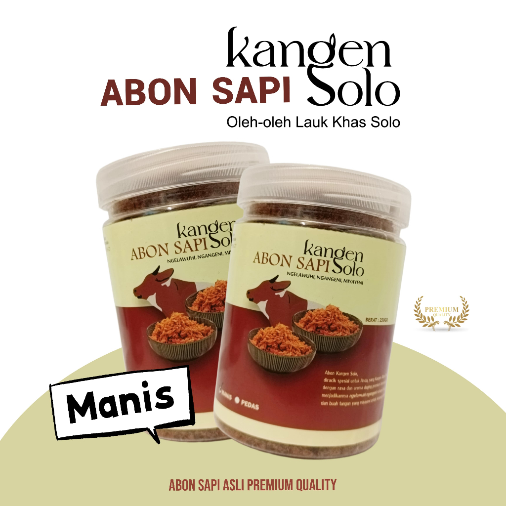 

Abon Sapi Manis dan Pedas Premium KangenSolo 250 Gram Asli Renyah Enak Bergizi Oleh Oleh Khas Solo