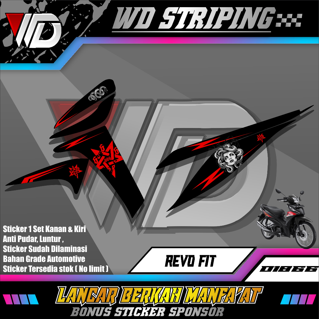01866 REVO FIT MEDUSA STIKER STRIPING MOTOR KEREN LIS VARIASI REVO FIT MEDUSA STIKER MOTOR HONDA DES
